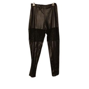 BLACK PLEATHER LACE LEGGINGS